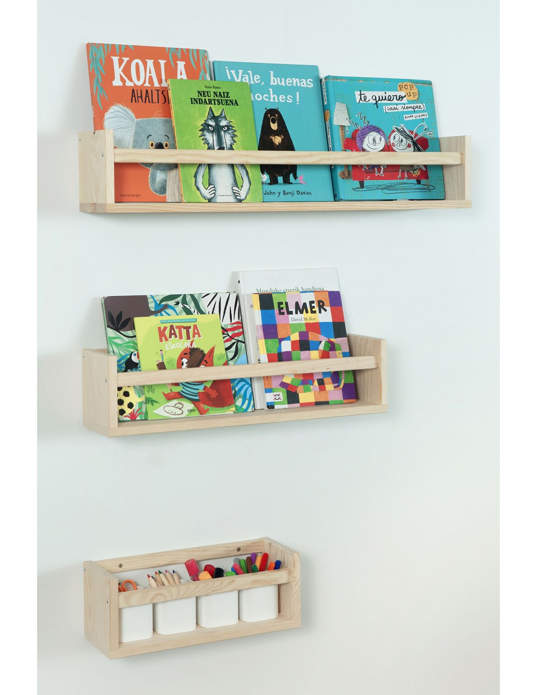картинка Полка настенная с держателем для книг (40 х 15) магазин Монте-М, производитель мебели Монтессори